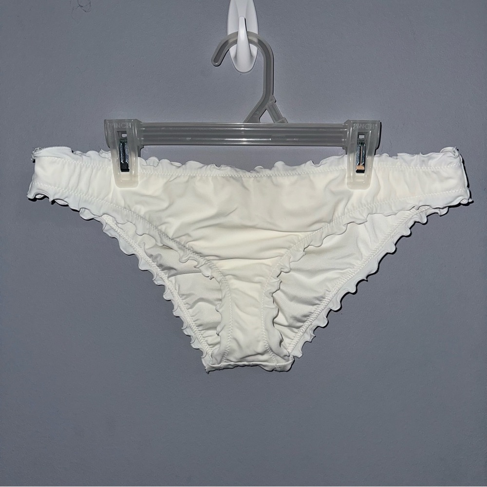 White Ruffled Low Waisted Bikini Bottoms
